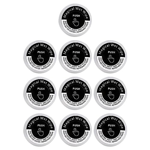 Toalla comprimida Papel higiénico Tabletas Ligero Servilleta Tejido Cara Portátil Moneda Tejidos Desechables para Deportes Viajes Senderismo Gimnasio, 10 Granos