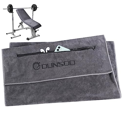 Toalla Gimnasio,120x50cm Toalla Deportiva De Microfibra con Bolsillo De Cremallera para Gimnasia y Entrenamiento I Toalla De Gimnasio (Gris Oscuro)