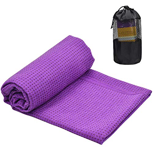 Toalla Yoga Antideslizante para Colchoneta, Toalla Yoga Hot Grande para Esterilla Yoga, Toalla de Microfibra con Bolsa de Transporte para Pilates, Bikram