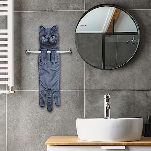 Toallas de Mano Gato, Toalla Manos Decoración para Cocina y Baño,Absorbente y Suave,Regalos Originales para Mujer (Gato Corto Inglés)