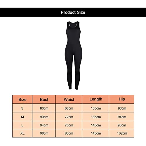 TOEECY Mono para Mujer Deportivo Sexy sin Mangas Traje de Yoga para Gimnasio Elegante Casual Jumpsuit (Negro,M)
