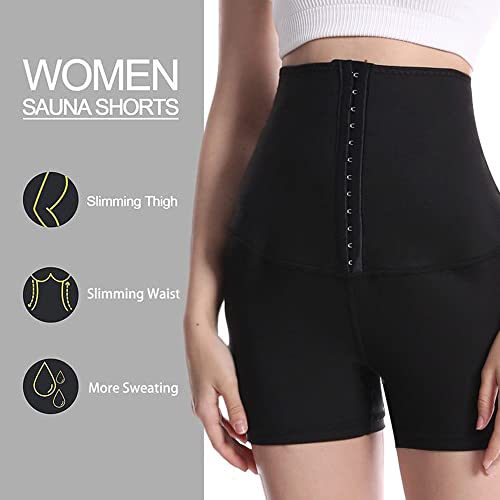 TOEECY Pantalones Sauna Mujer Corto Pantalón de Sudoración Cintura Alta Leggins Reductores Ajustable Adelgazantes Pantalon Neopreno Térmicos Mallas Fitness Push Up para Deporte Running Yoga (M)