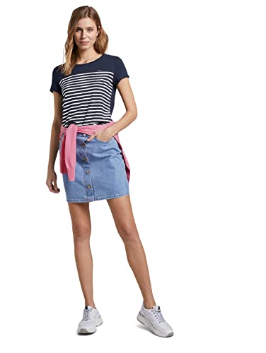 TOM TAILOR Denim 1017275 Camiseta con Rayas, 22701-Navy Off White Stripe, M para Mujer