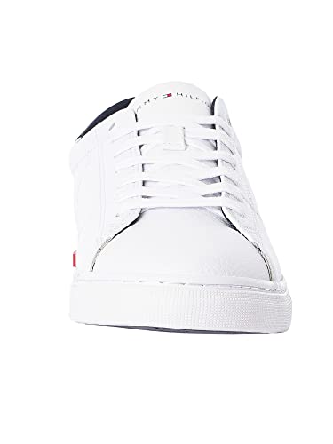 Tommy Hilfiger Hombre Vulcanized Sneaker Essential Leather Detail Vulc Zapatillas, Blanco (White), 43 EU
