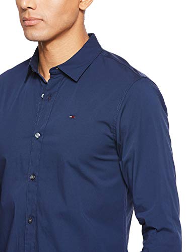 Tommy Jeans TJM ORIGINAL STRETCH SHIRT DM0DM04405, Camisa, Hombre, Black Iris, S