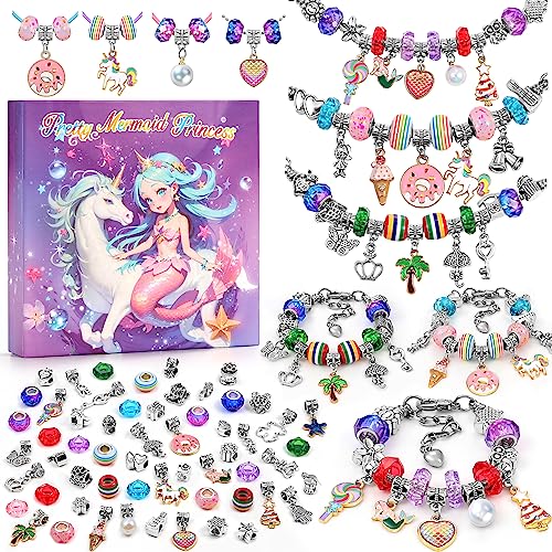 Tomylv Kit para Hacer Pulseras , Regalo Niñas 5 6 7 8 9 10 11 12 Años, Kit fabricación Joyas, Juego Abalorios, Juguete Navidad y Pascua