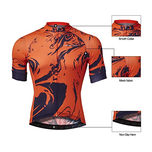 TopActive Maillot de Ciclismo Hombre, Ropa Ciclismo Ciclista, Camiseta Ciclismo, Ropa de Ciclismo Hombre, Manga Corta, Color Naranja, Talla M