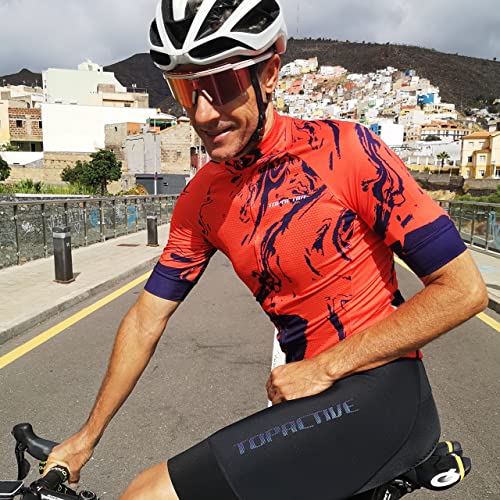 TopActive Maillot de Ciclismo Hombre, Ropa Ciclismo Ciclista, Camiseta Ciclismo, Ropa de Ciclismo Hombre, Manga Corta, Color Naranja, Talla M
