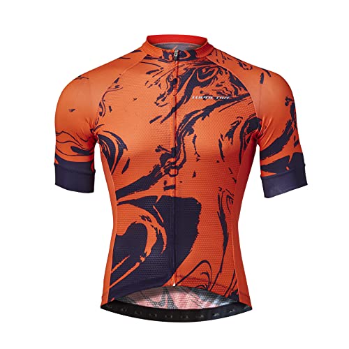 TopActive Maillot de Ciclismo Hombre, Ropa Ciclismo Ciclista, Camiseta Ciclismo, Ropa de Ciclismo Hombre, Manga Corta, Color Naranja, Talla M