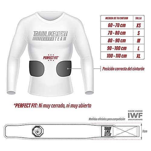 TRAINLIKEFIGHT - Cinturón Halterofilia - Cinturón para Entrenamiento Funcional, Levantamiento de Pesas, Fitness y Entrenamiento con Altas Cargas - Soporte Lumbar - Entry Black - S