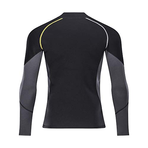 Traje de Neopreno de 1,5 mm para Hombre, con Cremallera Frontal, Manga Larga, Traje de Buceo para natación, esnórquel, Buceo, Surf (Negro, M)