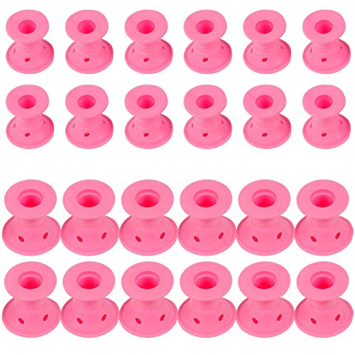 TRIXES 24 X Rizadores de Cabello-Presente para Ella, Para un Estilo de Peinado sin Esfuerzo sin Calor de Silicona Color Rosa Ruleros para Cabello sin Calor