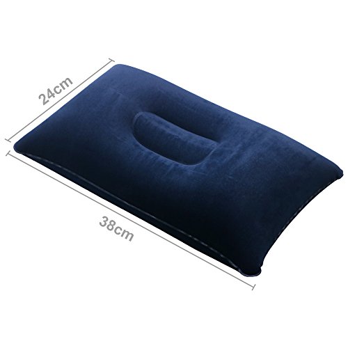 TRIXES Almohada de Viaje Azul Marino Inflable Soplando para Campamentos