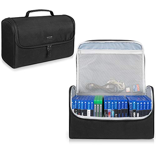 Trunab Bolsa de Conservación de Juego Negro, Aptos para 24 Discos, Organizadores de Transporte para Discos de Juegos Compatible con Xbox 360 / Xbox One/Xbox Series X/S / PS4 / PS4 Pro / PS3 / PS5