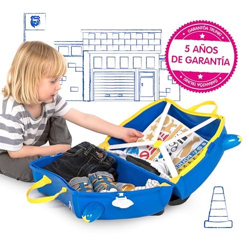 Trunki Maleta Infantil – Maleta Niño – Equipaje Infantil Cabina – Maleta Correpasillos Percy El Policía (Azul)