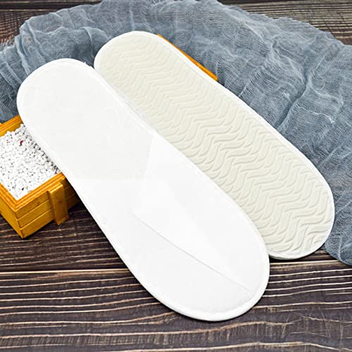 TSHAOUN 6 Pares Desechables Zapatillas de SPA, Zapatillas de Hotel, Zapatillas de Viaje, Zapatillas Antideslizantes con Puntera Cerrada Para Invitados, Hogar, Baño, Bodas (Blancas)
