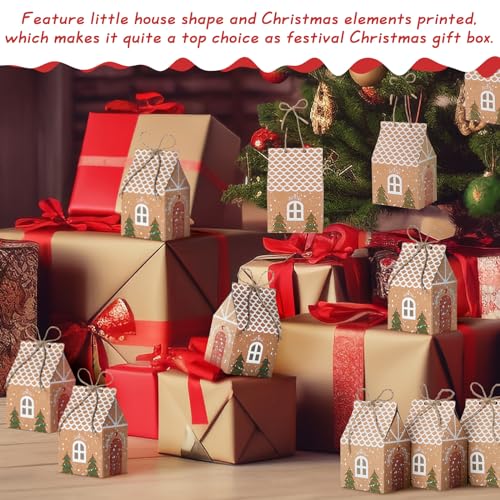 TsunNee 50 Piezas Cajas de Regalo de la Fiesta de Navidad de, Cajas de Dulces de Papel Kraft de Navidad, Bolsas de Regalos de Fiesta de Navidad, Cajas de Papel de Fiesta de Navidad