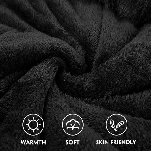 Tuopuda Abrigo Parka Mujer Largo con capucha de piel Abrigo Gruesa de Lana para Mujer con Bolsillos Chaqueta Cremallera de invierno Abrigo cálido a Prueba de Viento(Negro,L)