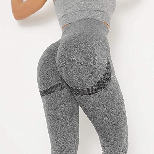 Tuopuda Leggings Push Up Mujer Compresión Elásticos Pantalón Deportivo de Mujer Cintura Alta Leggings Mallaspara Running Training Fitness Estiramiento Yoga y Pilates(Gris,L)