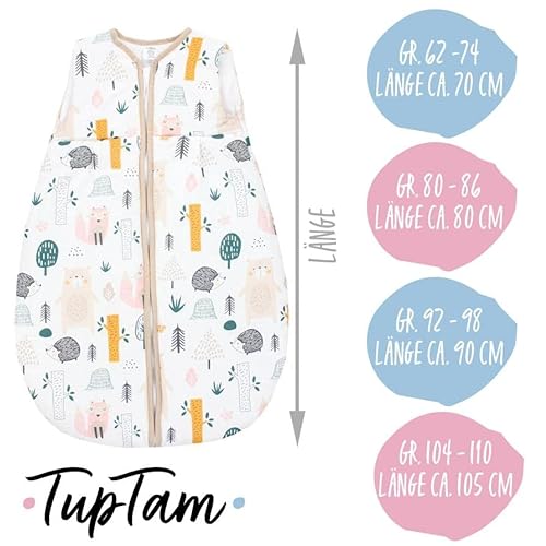 TupTam Saco de Dormir sin Mangas Calentado para Bebés y Niños, Bosque/Beige, 62-74