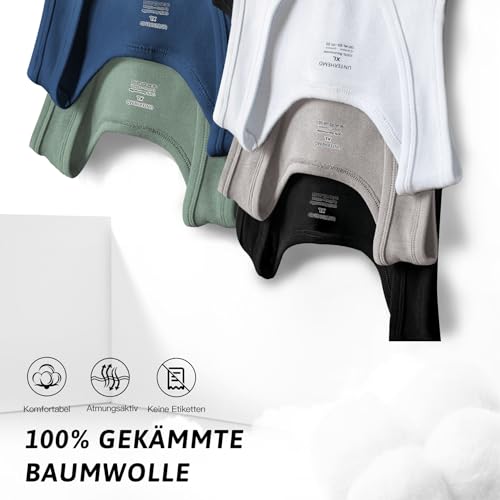 TUUHAW Camiseta Tirantes Hombre de Algodón 100% Camiseta Interior Hombre Pack de 3 Camiseta Sin Mangas para Hombre Cómodo Tank Top Gym Negro Blanco Gris L