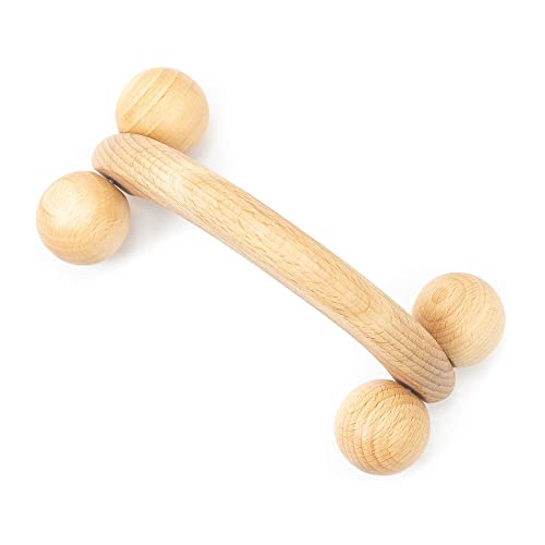 Tuuli Accessories Rodillo Masajeador Aparato para Masaje Espalda Cuello Hombros Piernas Cuerpo Músculos Brazos Madera Bola 18 x 7 x 6 cm
