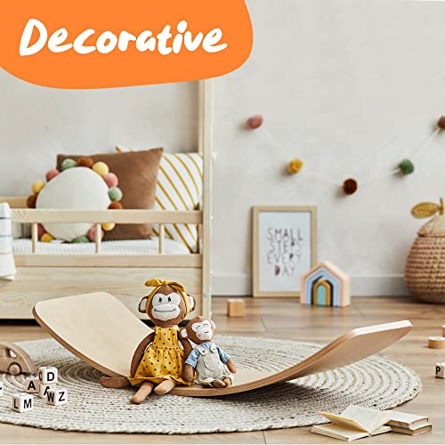 TWR ® - Tabla curva con certificado CE - Acabado BARNIZADO- Ecológica y artesanal de madera fabricada en España - Tabla equilibrio. Tabla Montessori .Tabla de equilibrio/Tabla madera niños