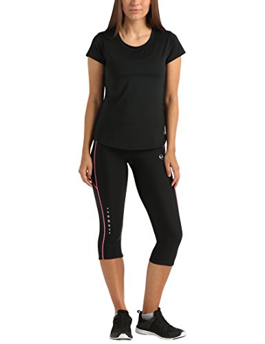 Ultrasport, Pantalones deportivos 3/4 para Mujer, Negro/Neon Rosa, XS