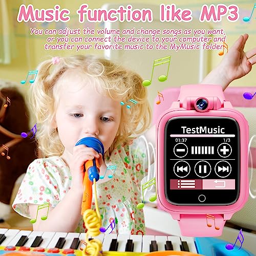 Umblue Reloj Inteligente Niños, Smartwatch Niña 3 4 5 6 7 8 9 10 11 12 años, Regalo Niña con 14 Juegos, Cámara Giratoria de 90°, Despertador y HD Pantalla Táctil, Regalos para Niños y Niñas