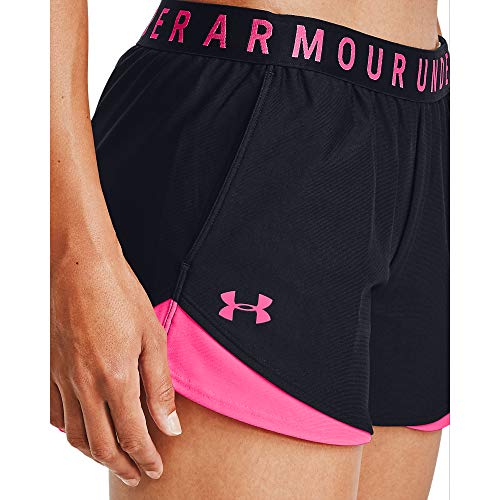 Under Armour Pantalones Cortos Play Up 3.0 para Mujer, Negro/Blanco, M