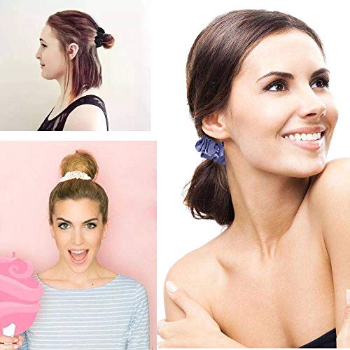 Uni-Fine Cabello Scrunchies Gomas de Pelo Satinadas， Cabello Scrunchies Lazos Elásticos se Banda Pelo Stretchy Goma de Pelo (Pequeño, 12pcs)