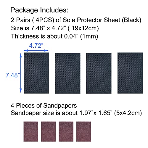 Unikstep 4 unidades de protectores para suelas de zapatos, almohadillas antideslizantes para el suelo y el talón de los zapatos, adhesivo de reducción de ruido autoadhesivo antideslizante (negro)