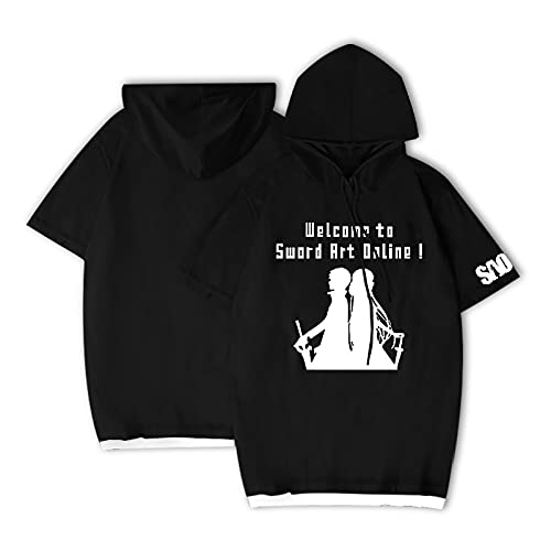 Unisex Casual Hoody Sao Top Anime Sword Art Online Kirito Camisetas de Manga Corta Casual Hoodies Kirito Top Camiseta Ropa Deportiva