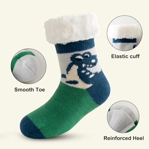 Upenty Calcetines Antideslizante Niño Niña de Invierno Calcetines de Casa Cálidos para Navidad Divertidos con Forro Cálido 3 pares