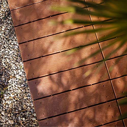 UPP 4063384005272/527 - Baldosas de jardín para Exteriores, 30 x 30 cm, Resistente a la Intemperie, para balcón, jardín y terraza, instalación fácil y rápida [6 Piezas, Tablas de Madera]