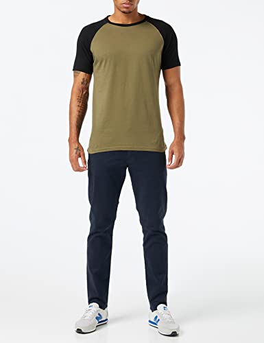 Urban Classics Raglan Contrast tee Camiseta, Verde (Olive)/Negro (Black), 4XL para Hombre