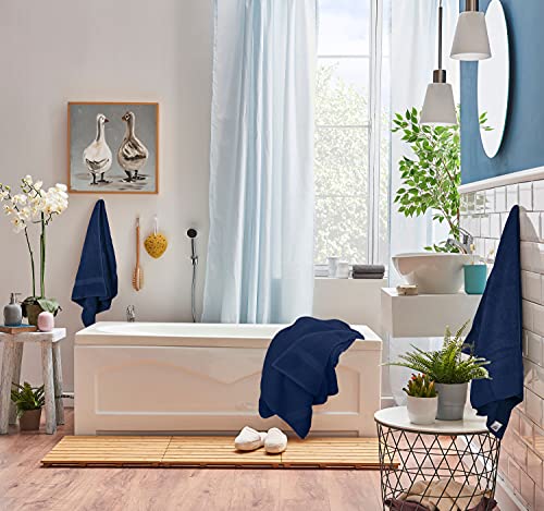 Utopia Towels Juego de Toallas de 8 Piezas: 2 Toallas de baño, 2 Toallas de Mano y 4 paños de algodón de Calidad de Hotel, súper Suave y Altamente Absorbente (Azul Marino)