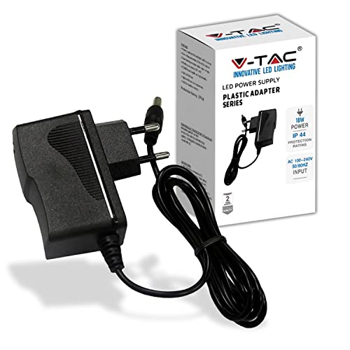 V-TAC Adaptador de Corriente 12V 18W 1,5A - Fuente de Alimentación para Cámaras, Tiras LED, Módems - Transformador 12V Doméstico para Pantallas, Equipos Electrónicos - Entrada AC 100-240V
