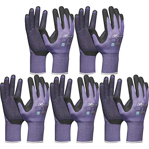 vasalat 101175312_SB5 Guantes de Trabajo, Morado/Negro, Talla 6 (Paquete de 5)