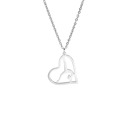 VASSAGO Collar con colgante de gimnasta, regalo de gimnasia para niñas, collar con colgante de corazón deportivo de gimnasia, regalo inspirador de para mujeres