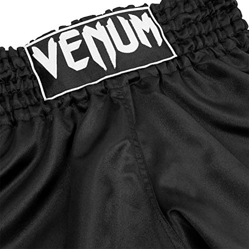Venum Classic Pantalones Cortos De Muay Thai, Unisex Adulto, Negro/Blanco, M