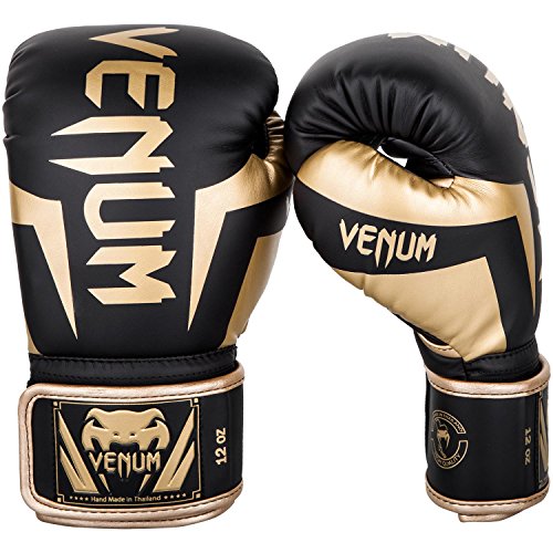 Venum Elite Guantes de Boxeo, Unisex Adulto, Negro/Dorado, 10 oz