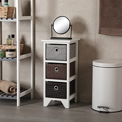 Versa Lingbo Mueble para el Baño Auxiliar, Cajonera con 3 cajones para organizar, Almacenaje Moderno y Divertido, Medidas (Al x L x An) 56 x 30 x 25 cm, Madera y Plástico, Color Blanco