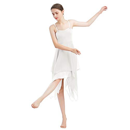 Vestido de Danza Ballet Contemporánea para Mujer Clásico de Color Sólido Tirantes Ropa Baile Latino Lírica Ballet Leotardo Falda de Tul Pañuelo Disfraz Bailarina Tutu Blanco x-s
