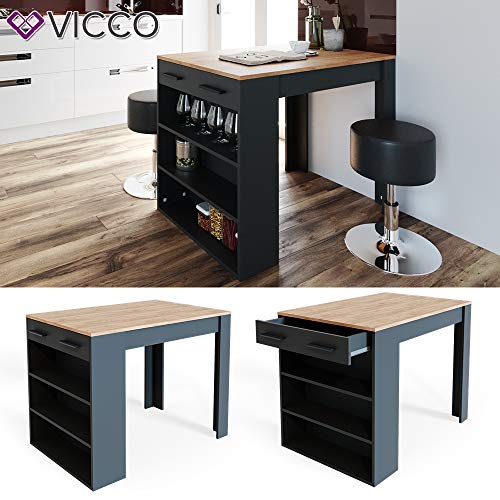 Vicco Mesa de Bar Repose, Antracita/Roble Dorado, 67 x 100 cm