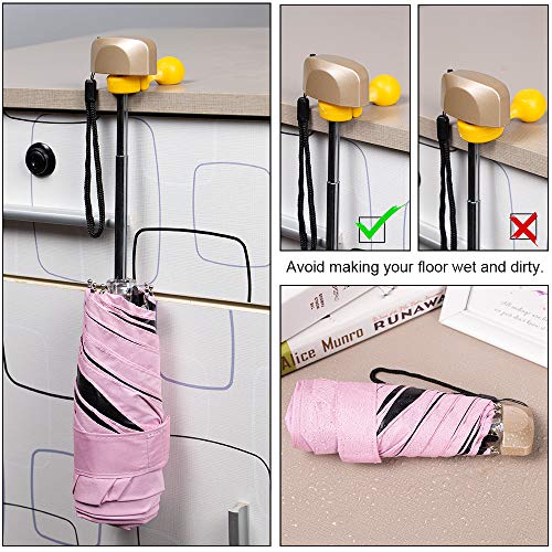 Vicloon Mini Paraguas, Paraguas de Viaje Portátil 6 Varillas, Paraguas Plegables con 210T Negro Tela de Goma, Aleación de Aluminio de Costilla & Mango Dorado, Resistencia UV & Impermeable - Blanco