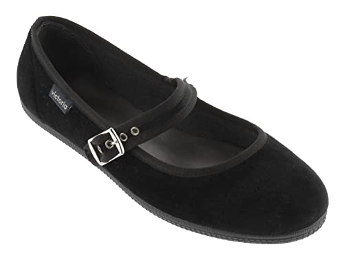 victoria Plano Bailarina ODA Terciopelo & Hebilla 104913-WOMEN para Mujer Negro 38