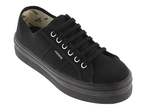 victoria Plataforma Basket Barcelona Lona Monocromo & Plataforma 109201-WOMEN para Mujer Negro 38