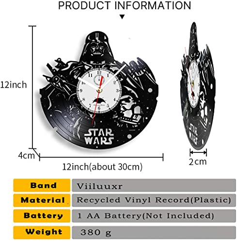 Viiluuxr Reloj de Pared con Disco de Vinilo Silencioso y Decorativo 30CM Movimiento de Cuarzo Salon Cocina Oficina Dormitorio Funciona con Pilas Relojes de Pared.