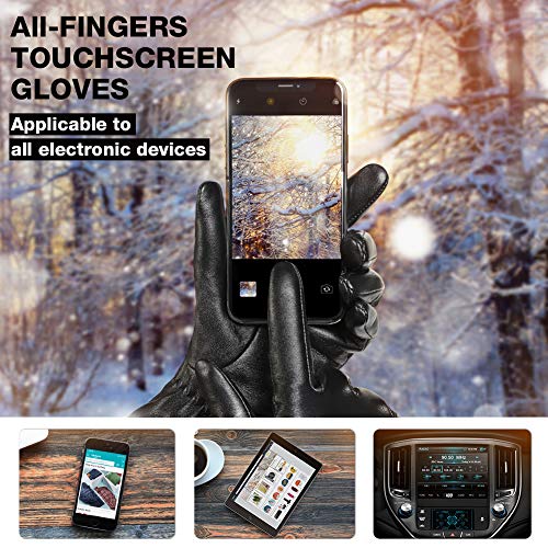 vislivin Cuero Guantes para Mujer Pantalla Táctil Guantes Cálidos de Invierno Dedo Completo Mujers Conducir Guantes Regalo Black M